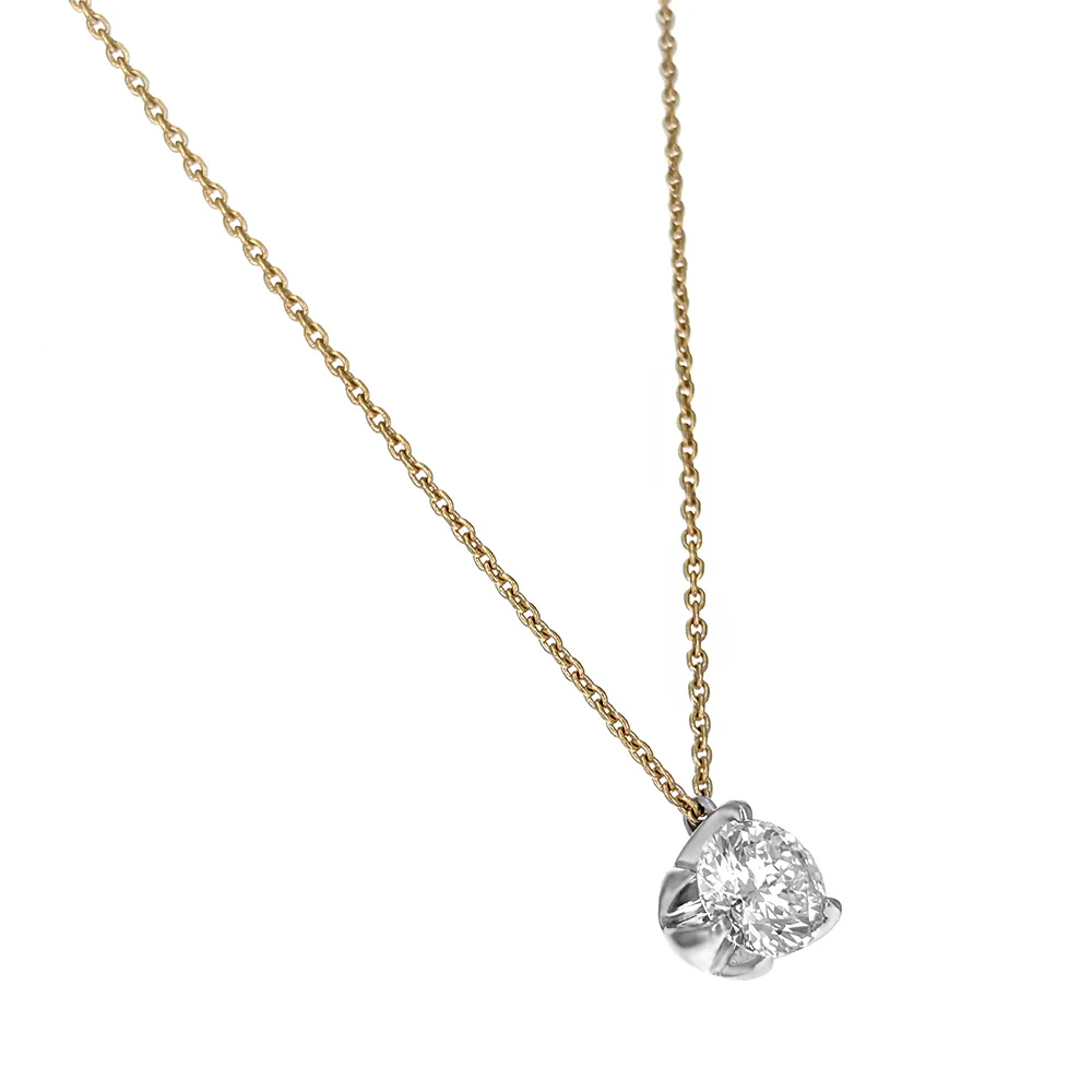 Roberto Coin 18K White & Yellow Gold Diamond Solitaire Necklace - Image 2