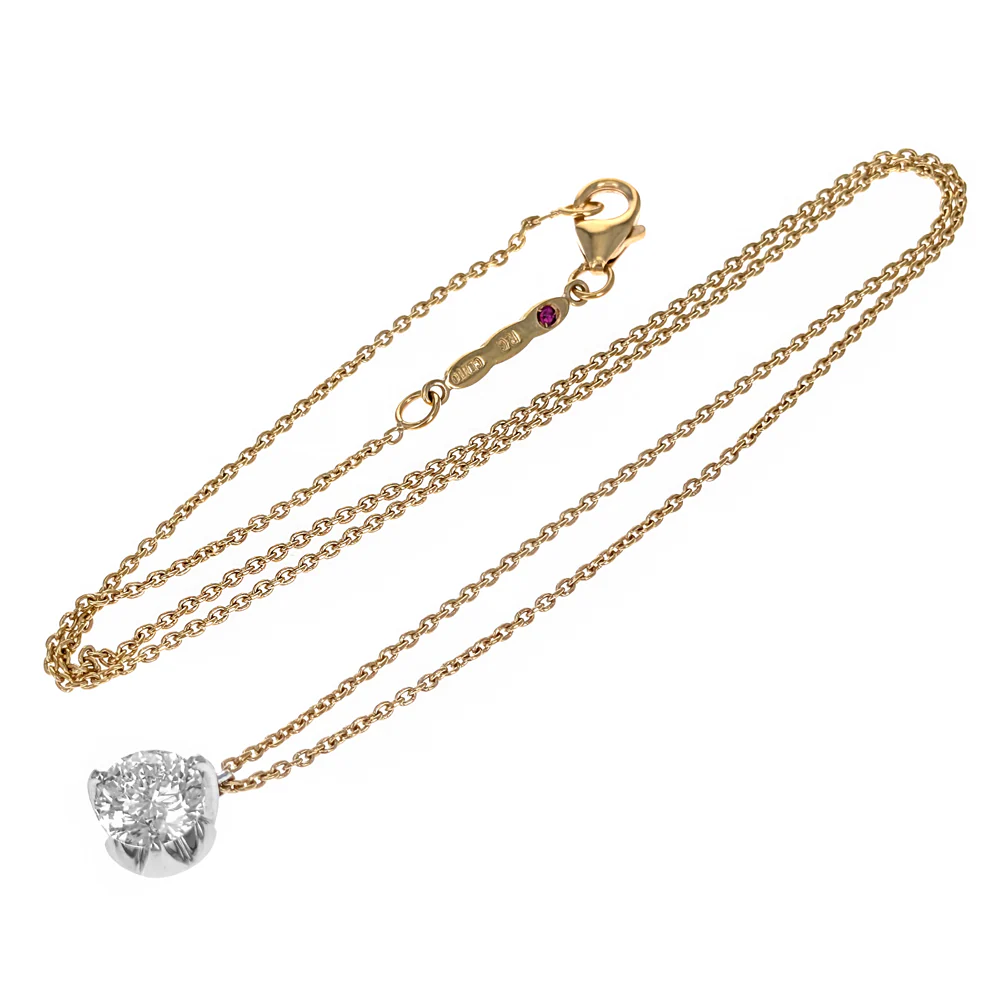 Roberto Coin 18K White & Yellow Gold Diamond Solitaire Necklace - Image 3