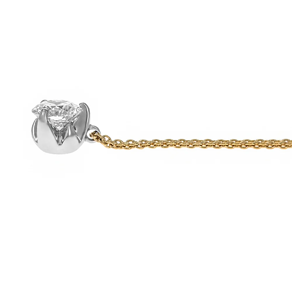 Roberto Coin 18K White & Yellow Gold Diamond Solitaire Necklace - Image 4