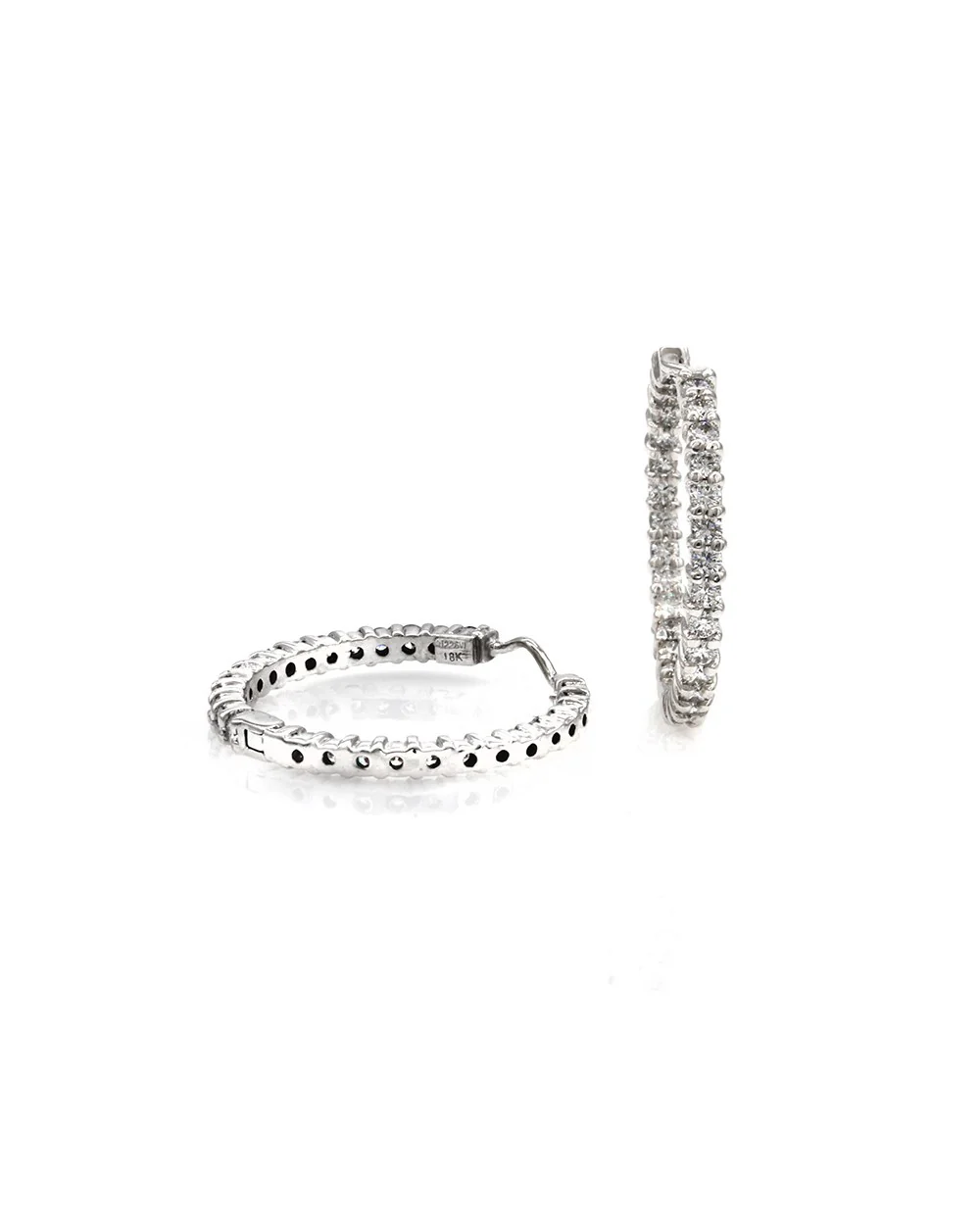Roberto Coin Diamond Inside-Outside Hoop Earrings in Gold - Image 2