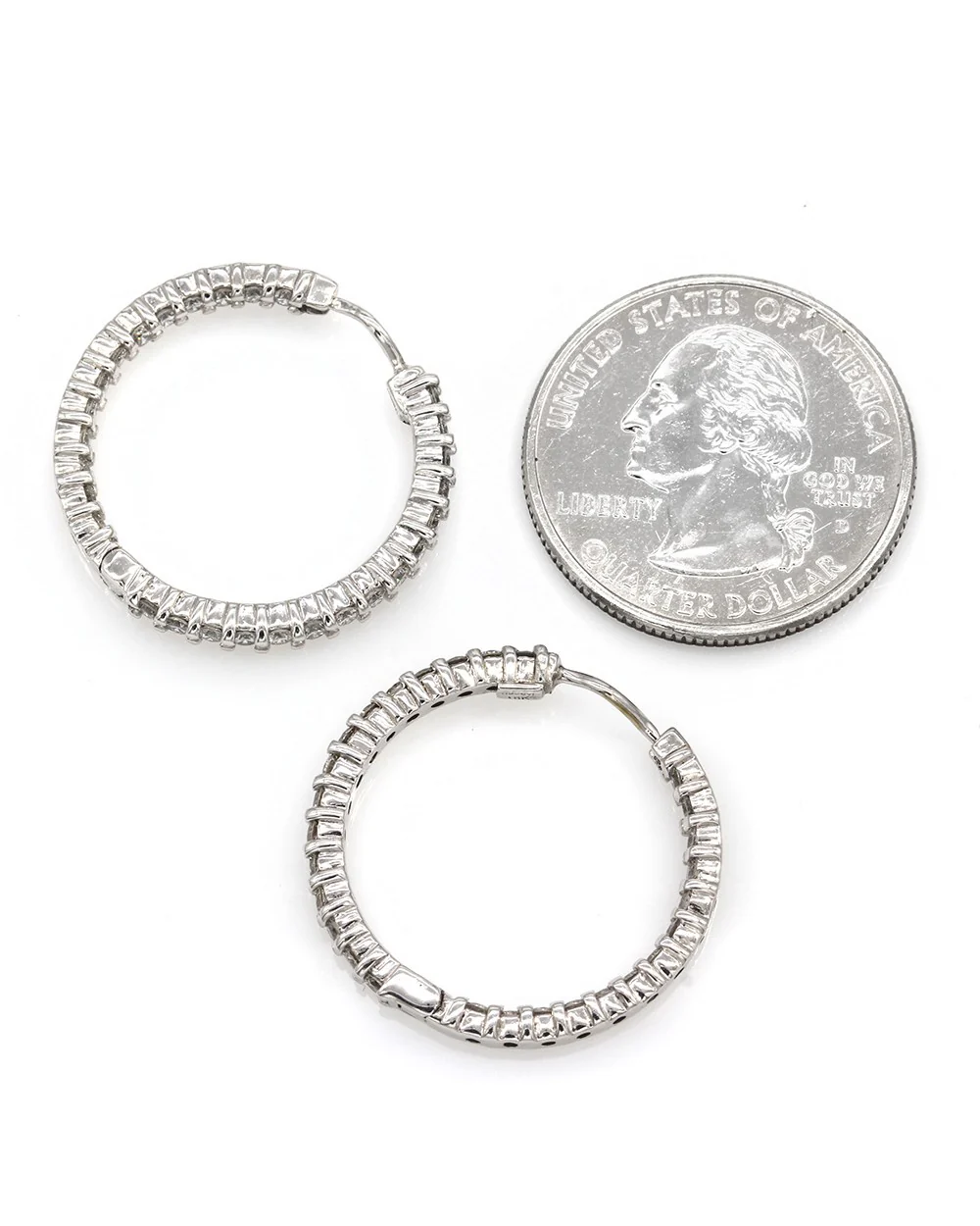 Roberto Coin Diamond Inside-Outside Hoop Earrings in Gold - Image 3