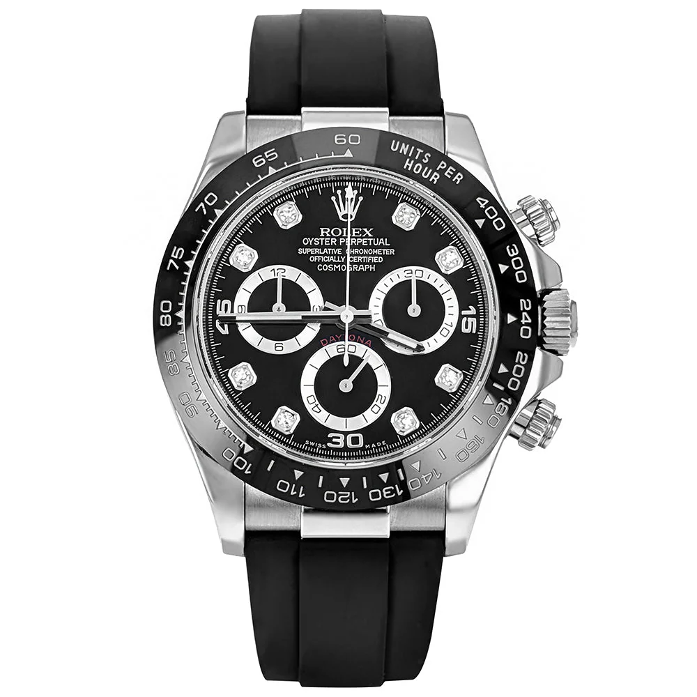 Rolex Cosmograph Daytona 40mm White Gold Black Dial Diamonds 116519
