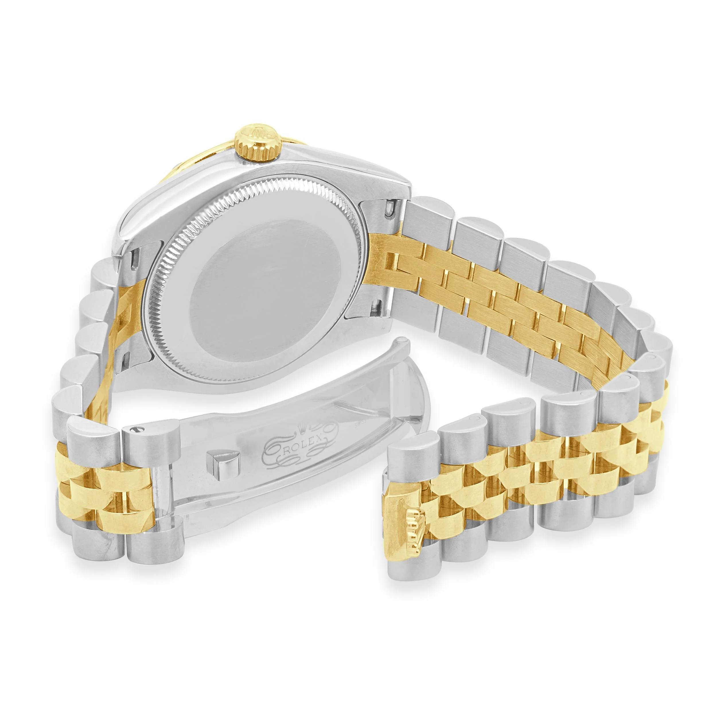 Rolex 18 Karat Yellow Gold & Stainless Steel Datejust 31mm - Champagne Mother-of-Pearl Diamond Dial and Fluted Diamond Bezel - Image 4
