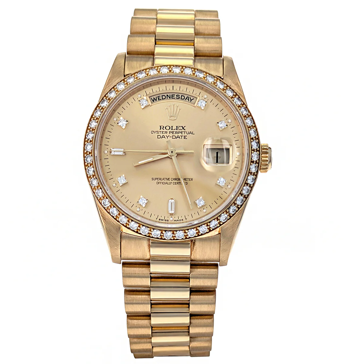 Rolex Day-Date 36 Yellow Gold President Diamonds 18348