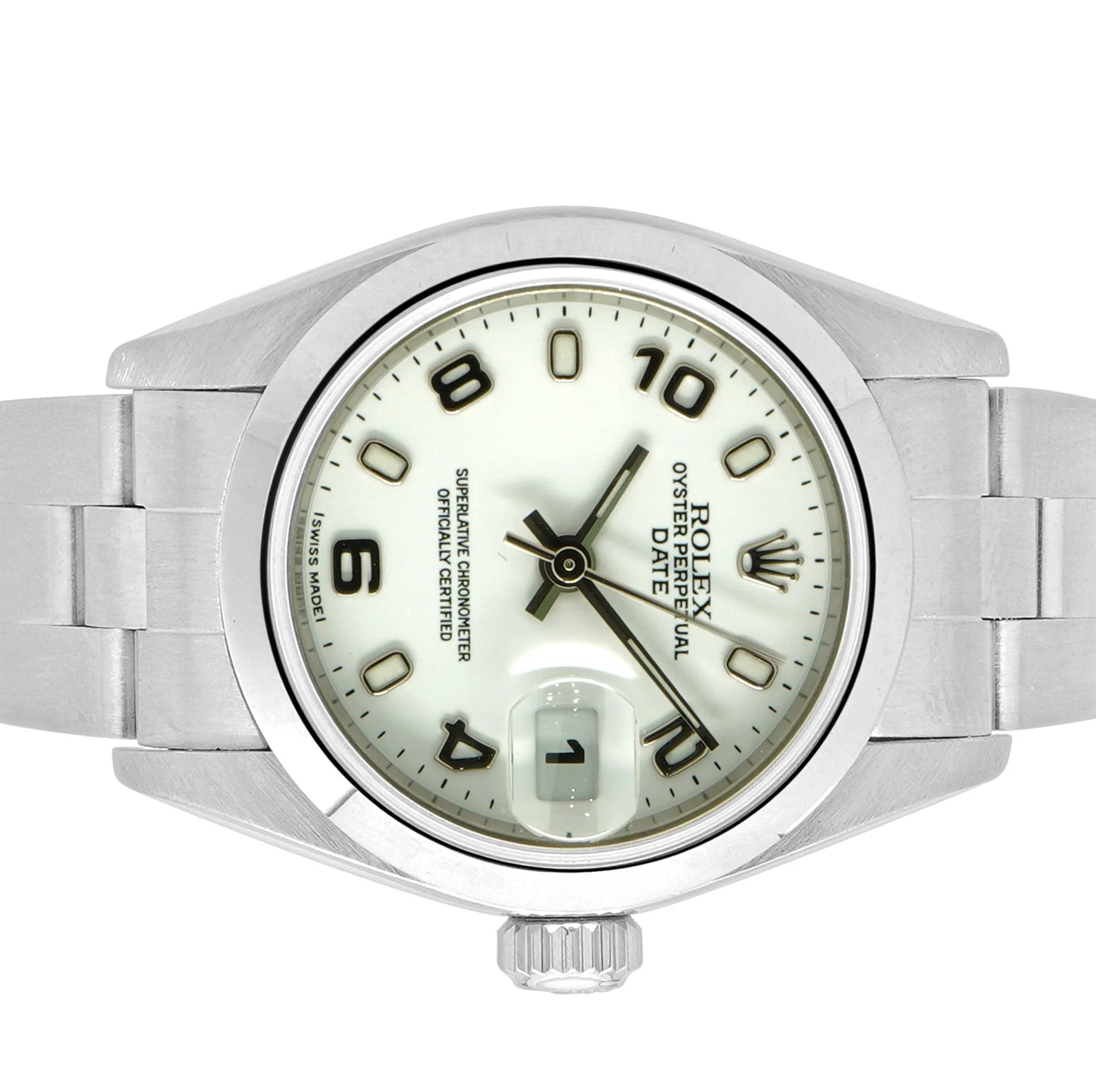 Rolex Stainless Steel Date 26mm White Arabic Dial - Image 2
