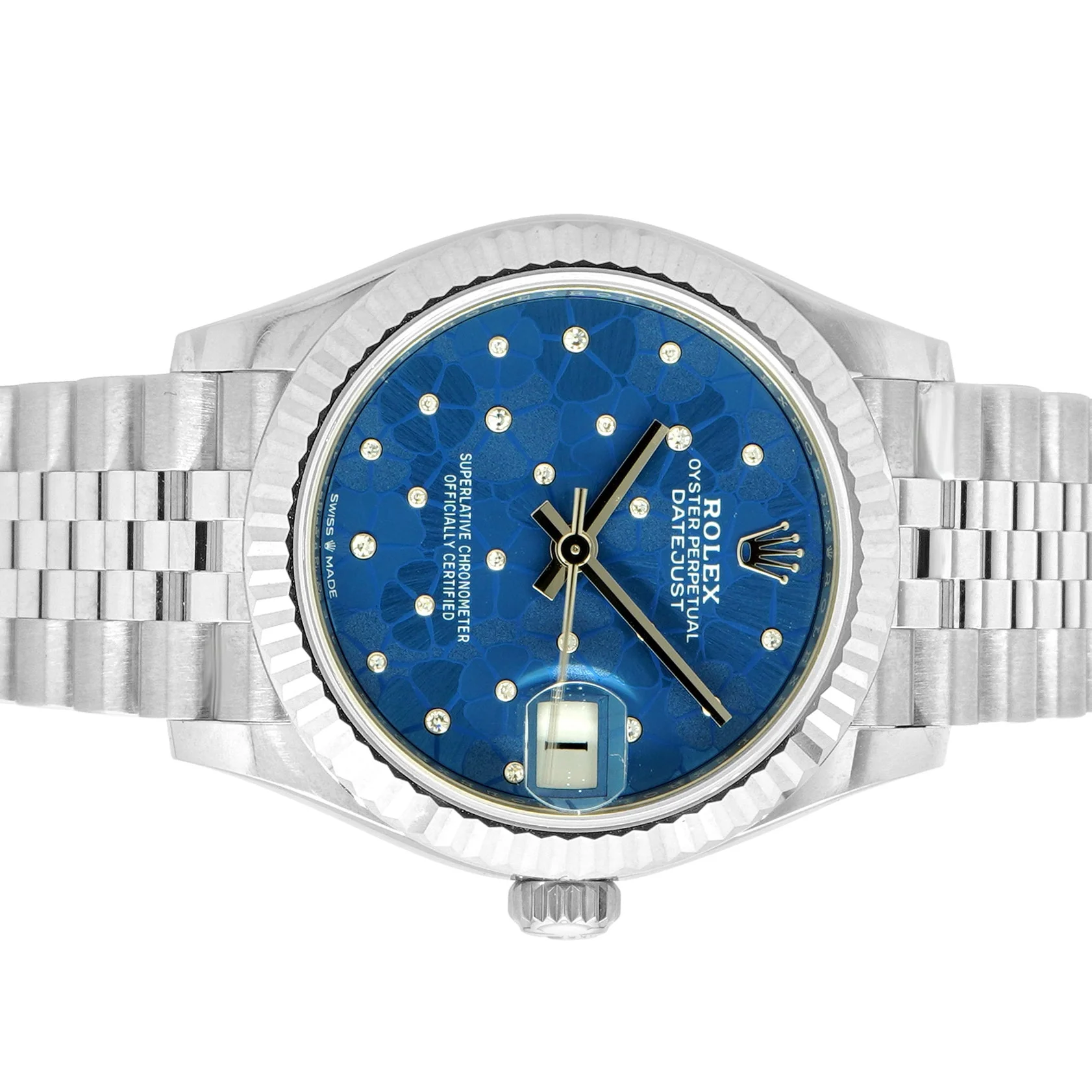Rolex Stainless Steel Datejust 31mm Blue Floral Diamond Dial - Image 2
