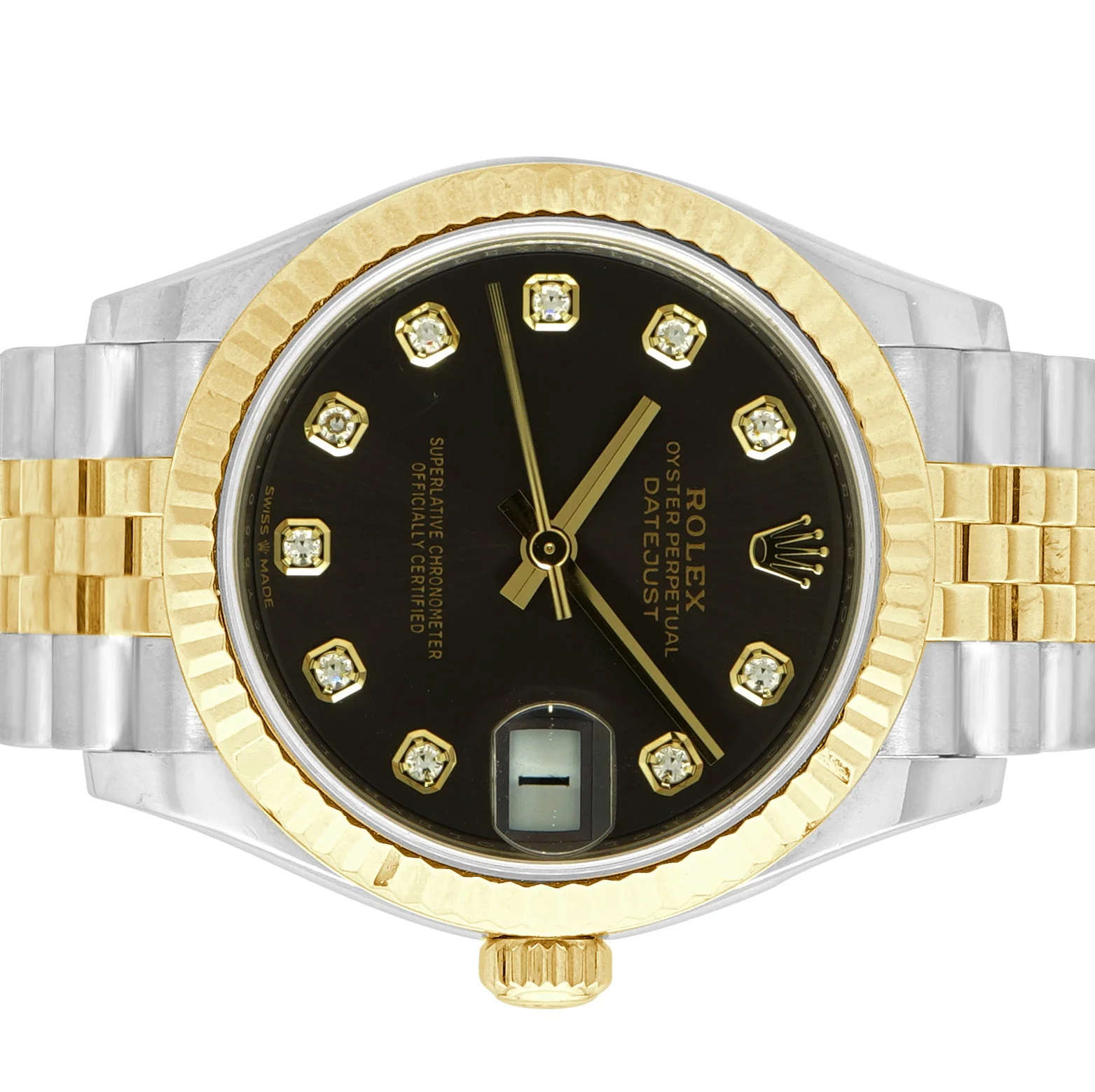 Rolex Two Tone Yellow Gold Datejust 31mm Dark Grey Diamond Dial - Image 2