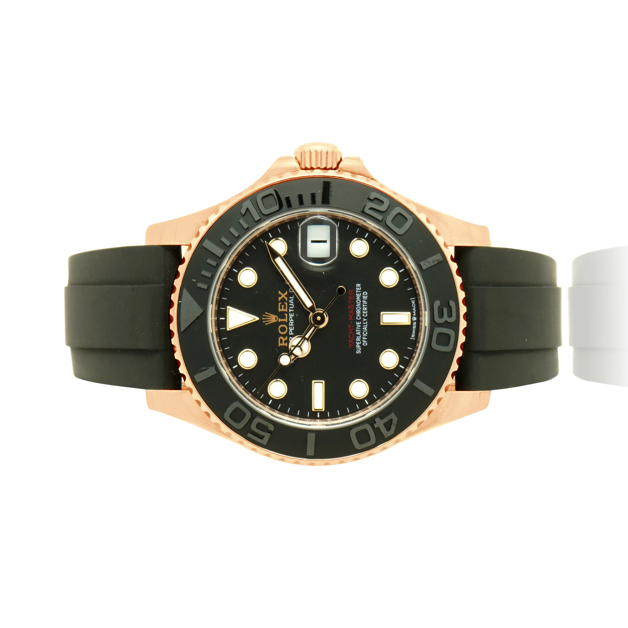 Rolex Yacht-Master Black Dial 18k Everose Gold on Rubber Strap 37mm 2025 - Image 2