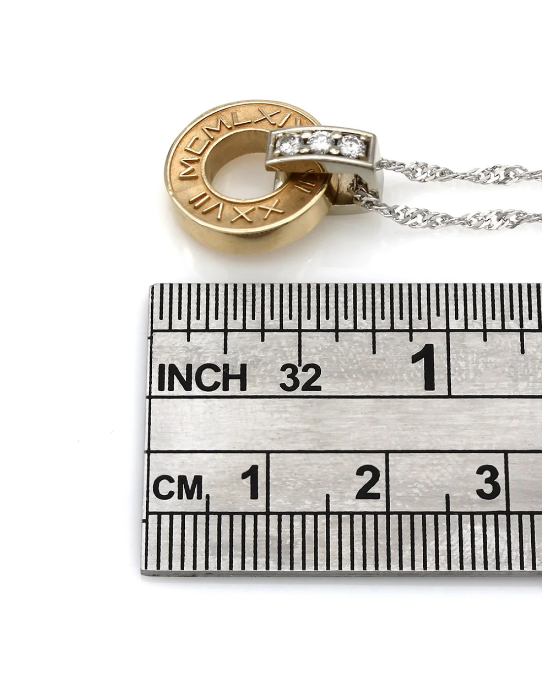 Roman Numeral Diamond Circle Drop Pendant - Image 4