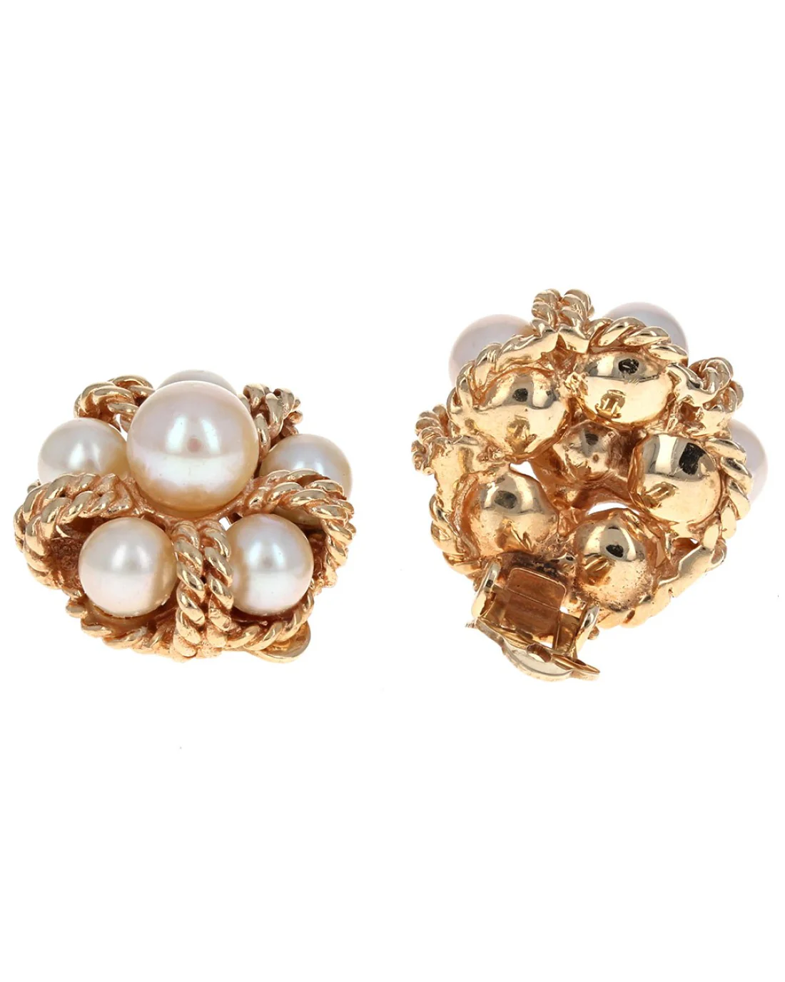 Rope Accent Pearl Cluster Earrings - Image 2