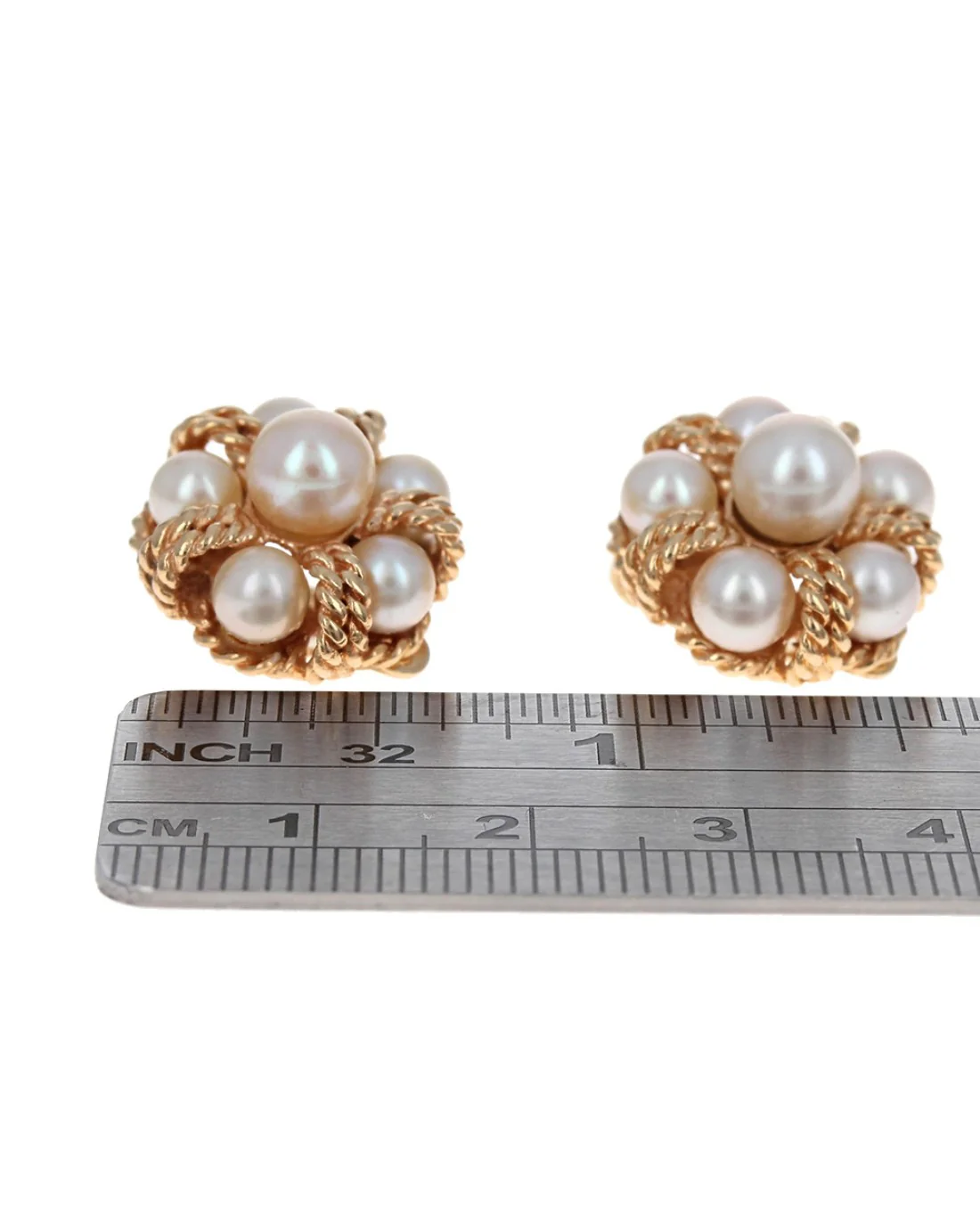Rope Accent Pearl Cluster Earrings - Image 3