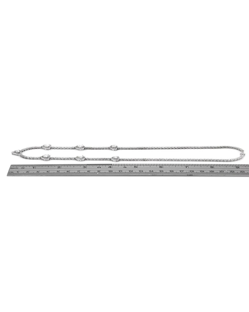 Rose Cut Diamond Halo Station Inline Necklace - Image 3