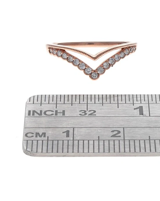 Rose Gold Milgrain Chevron Wedding Band - Image 3