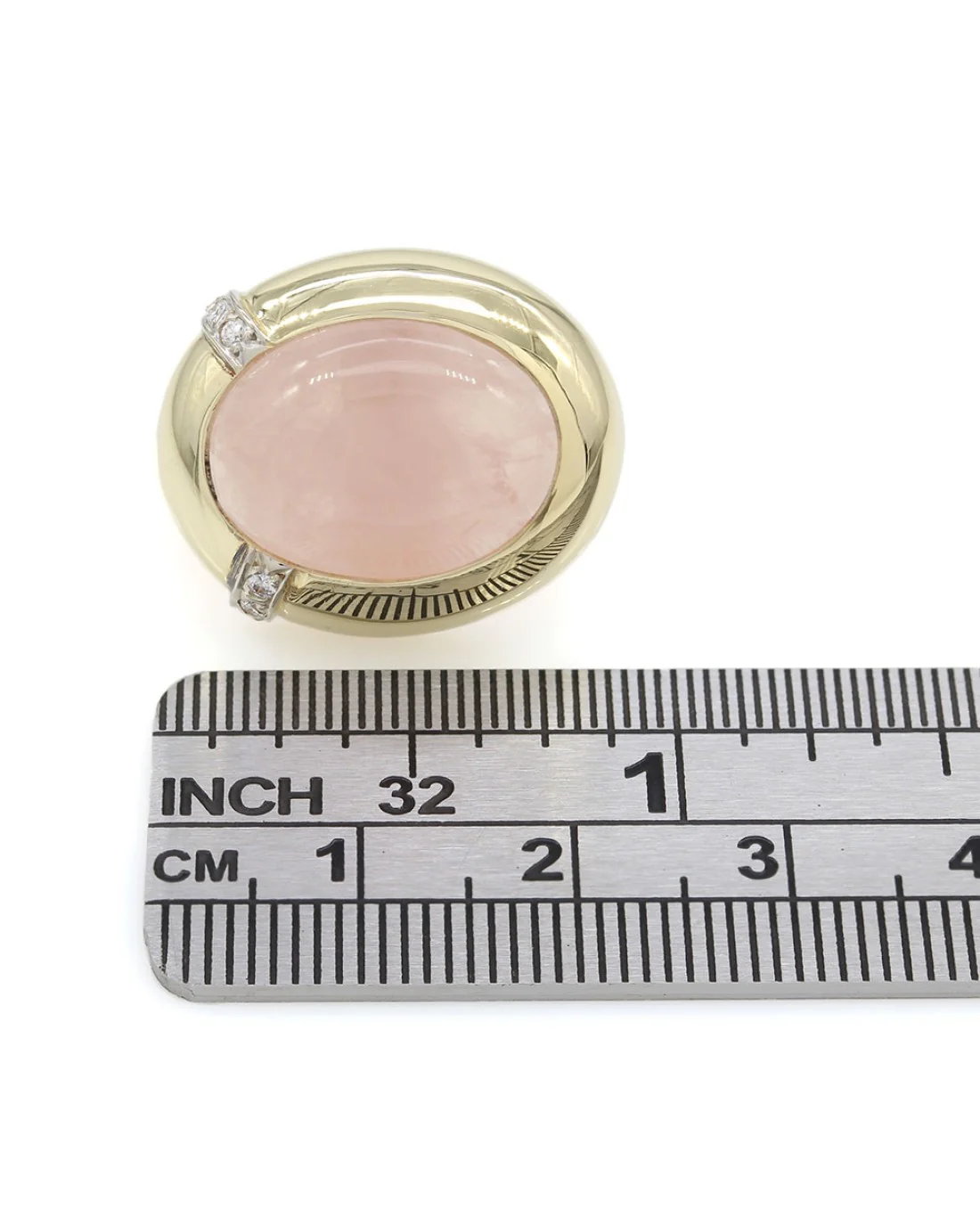 Rose Quartz and Diamond Earrings in Gold - Image 3