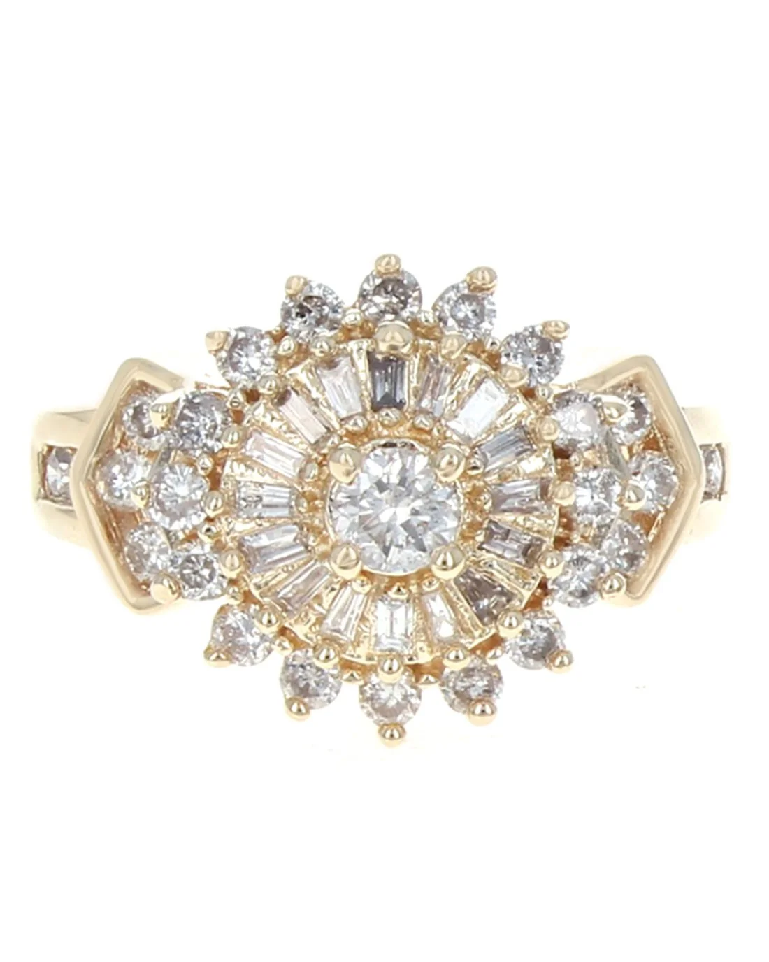 Round and Baguette Diamond Cluster Ring - Image 2