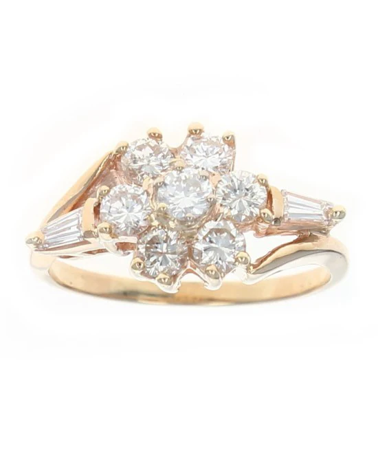 Round and Baguette Diamond Cluster Ring - Image 2