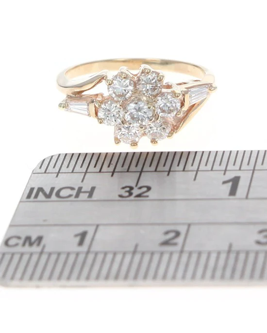 Round and Baguette Diamond Cluster Ring - Image 3
