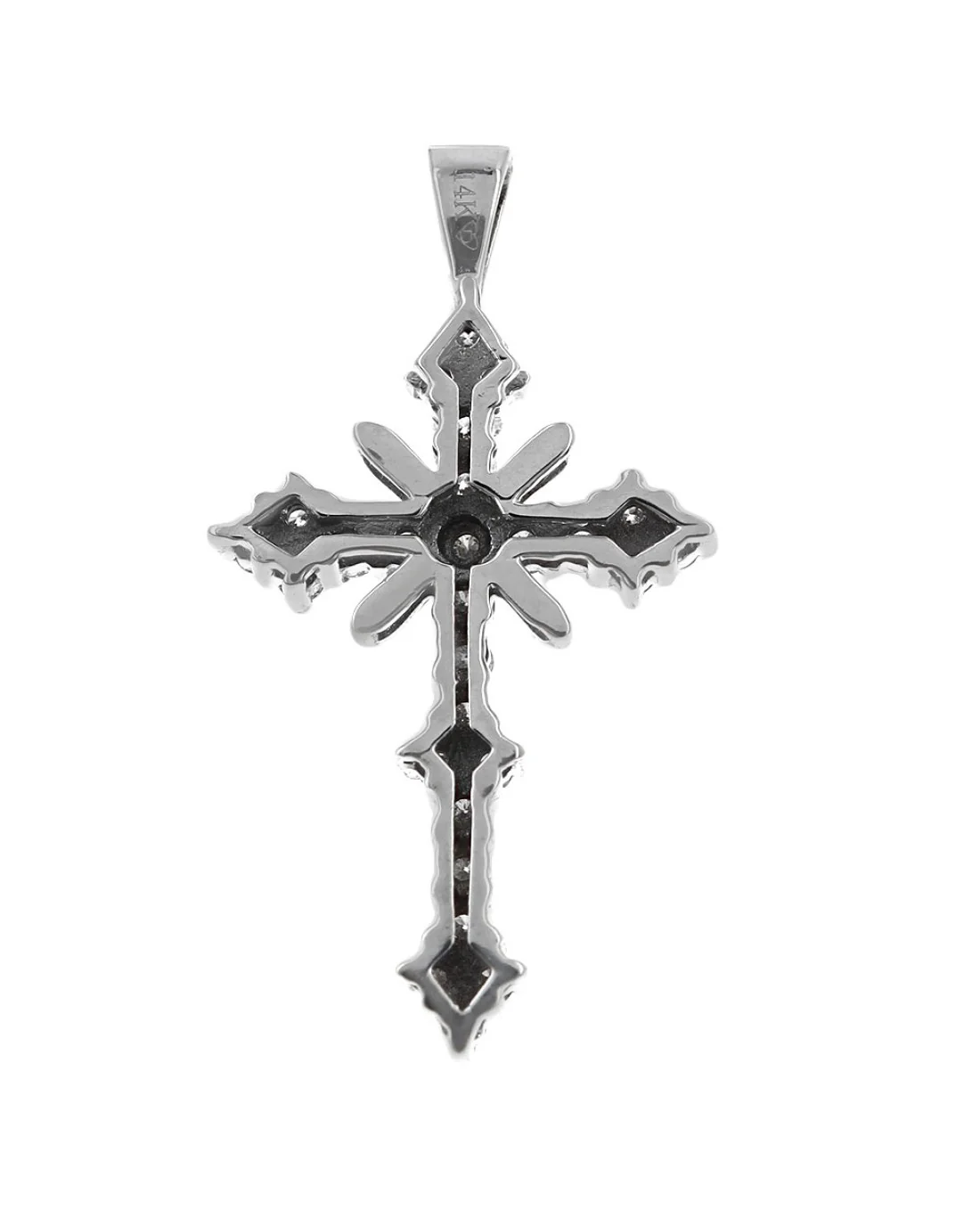 Round and Baguette Diamond Cross Pendant - Image 2