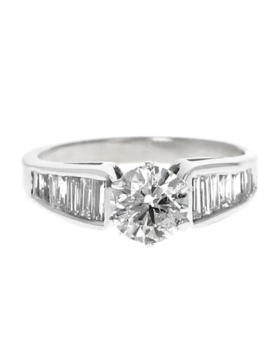 Round and Baguette Diamond Engagement Ring - Image 2