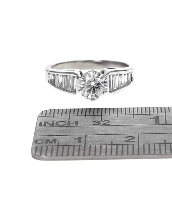Round and Baguette Diamond Engagement Ring - Image 3
