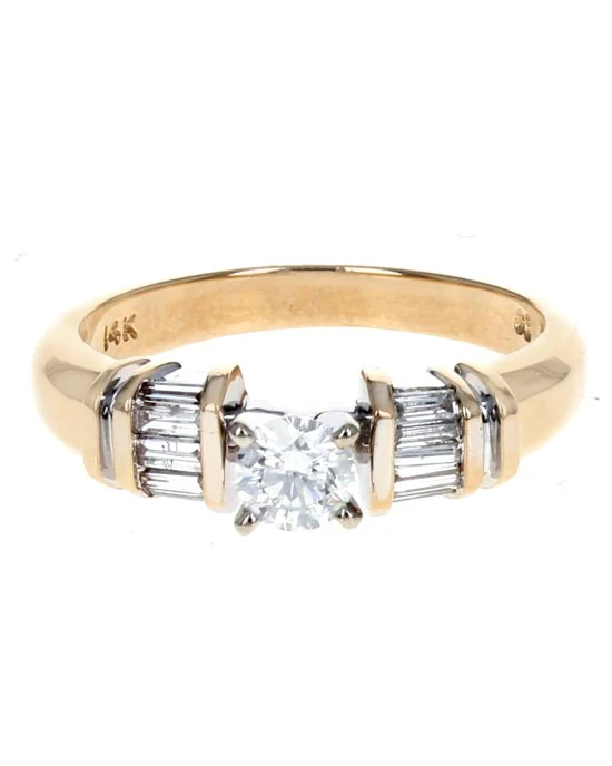 Round and Baguette Diamond Ring - Image 2