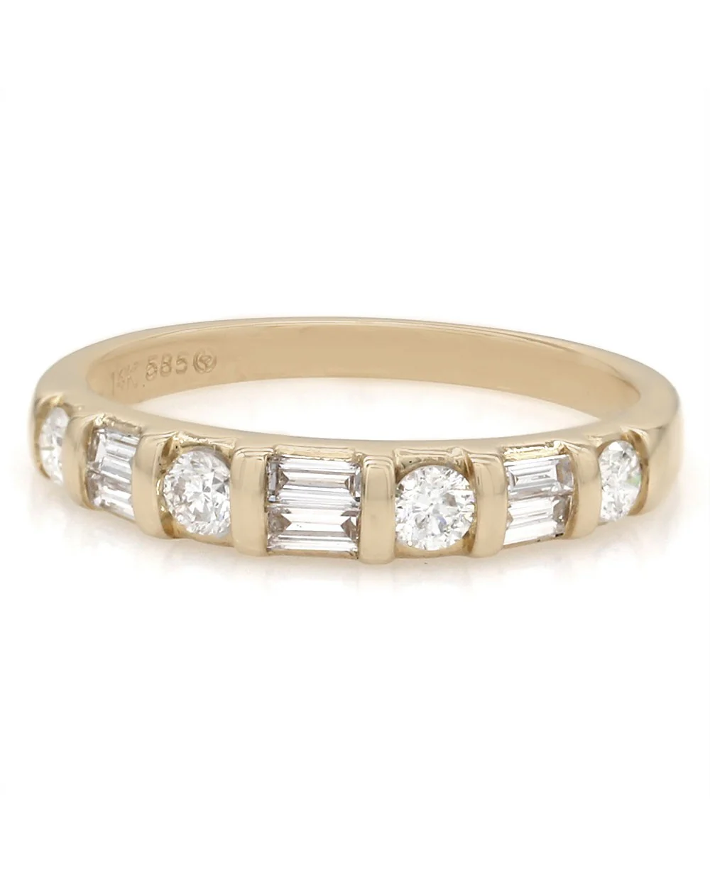 Round and Baguette Diamond Ring in Gold - Image 2