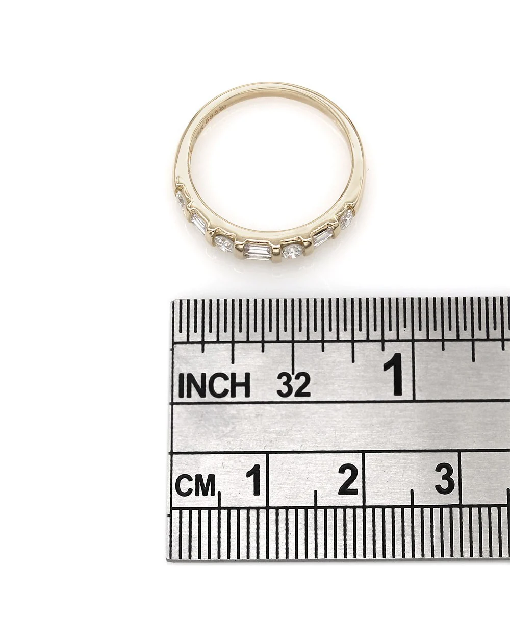 Round and Baguette Diamond Ring in Gold - Image 3