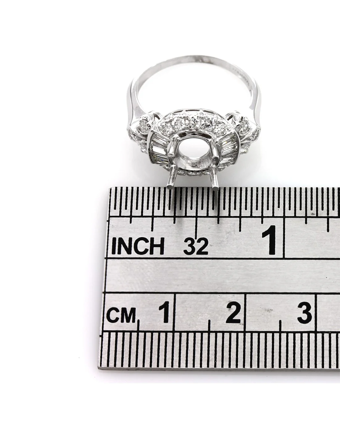 Round and Baguette Semi Mount Ring - Image 3