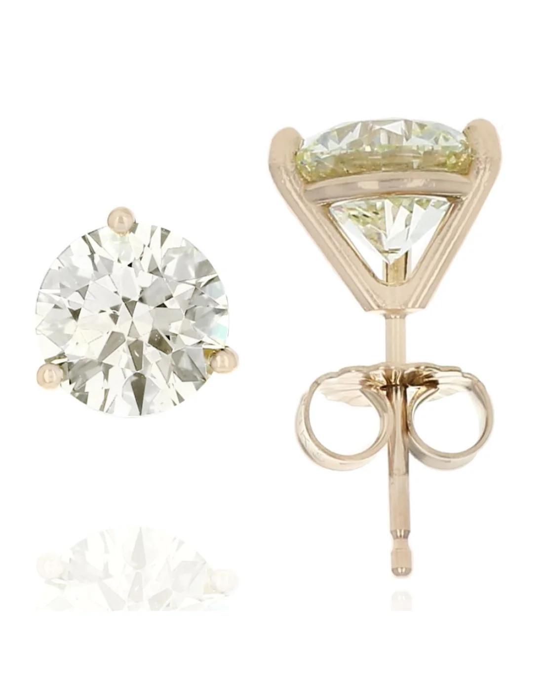 Round Brilliant Cut Diamond Martini Stud Earrings in 14KY