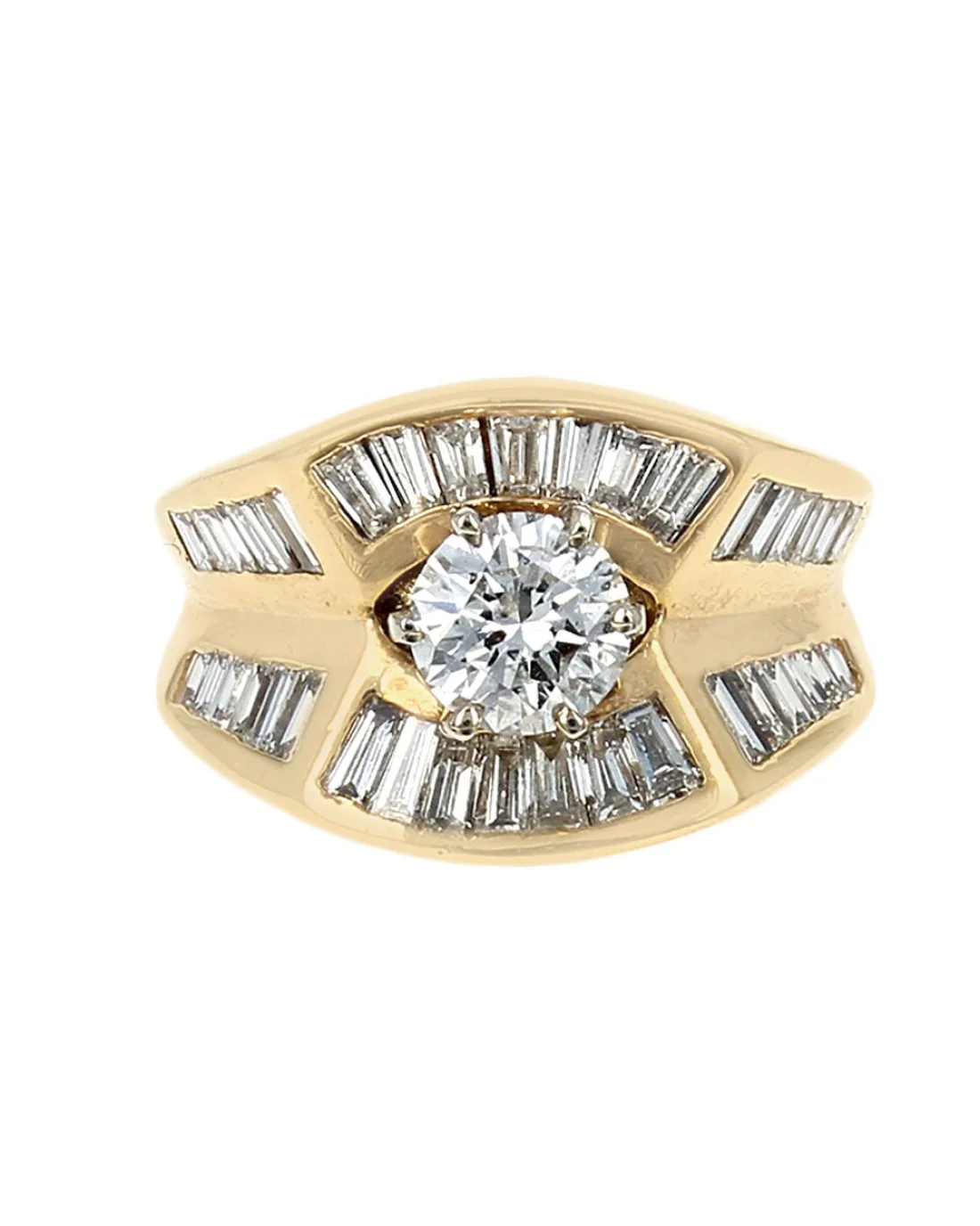 Round Brilliant Cut Diamond Solitaire Baguette Diamond Ring - Image 2