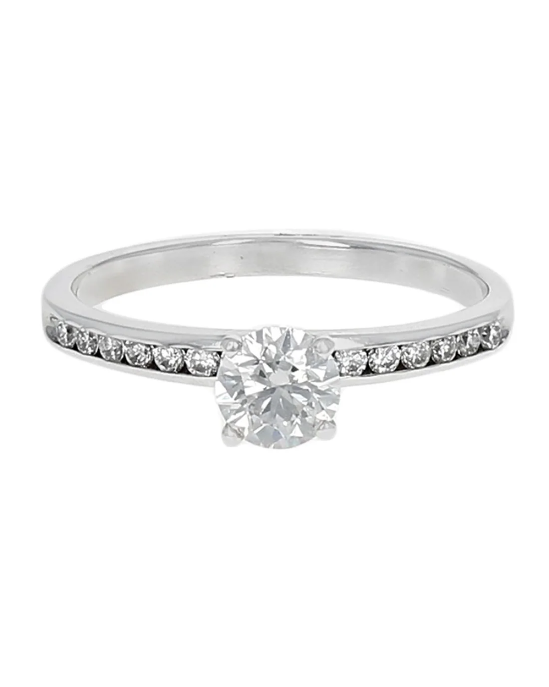 Round Brilliant Cut Diamond Solitaire Diamond Shank Ring - Image 2