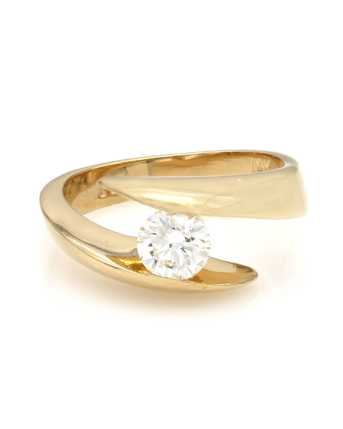 Round Brilliant Diamond Solitaire Bypass Ring - Image 2