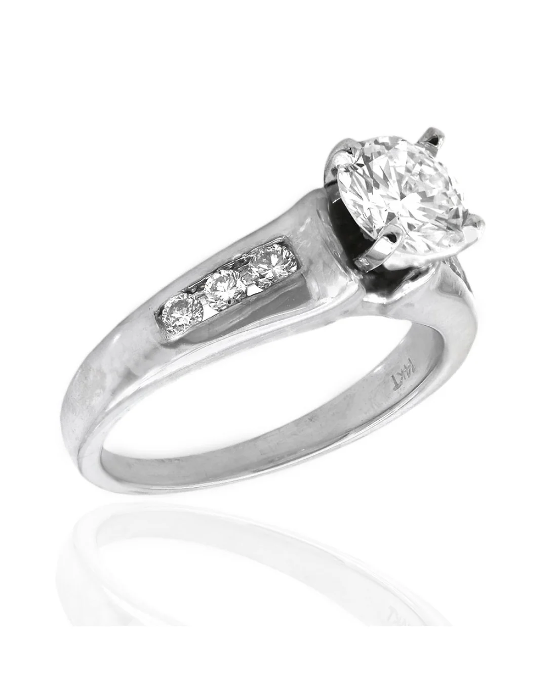 Round Brilliant Diamond Solitaire Engagement Ring with Diamond Accent