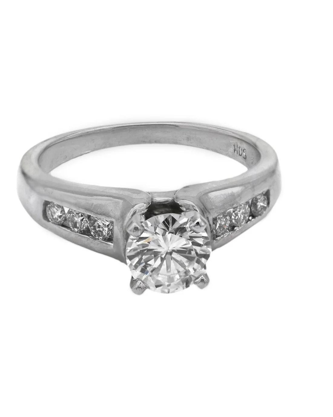 Round Brilliant Diamond Solitaire Engagement Ring with Diamond Accent - Image 2
