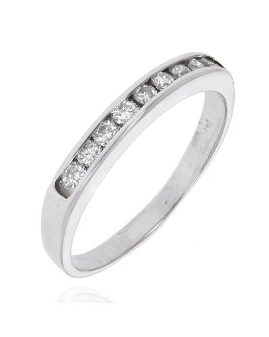Round Diamond Band in White Gold