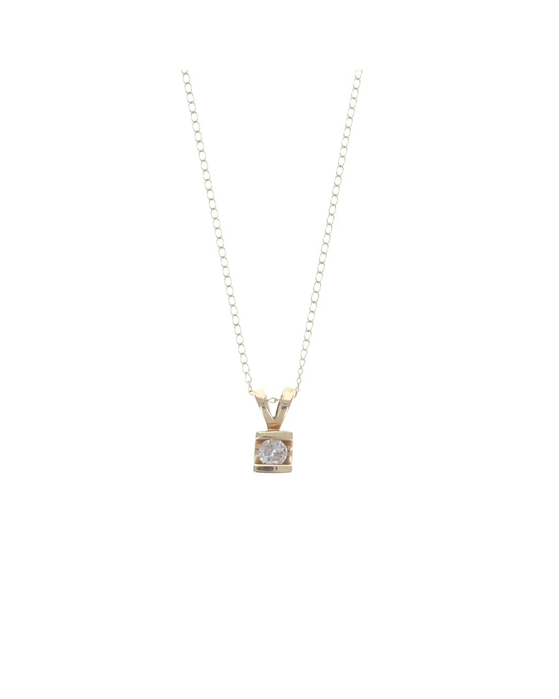 Round Diamond Drop on Cable Chain Necklace