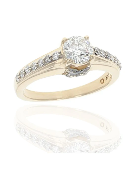 Round Diamond Engagement Ring with Side Diamond Accents