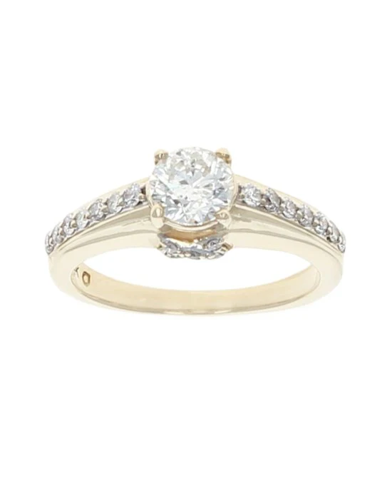 Round Diamond Engagement Ring with Side Diamond Accents - Image 2