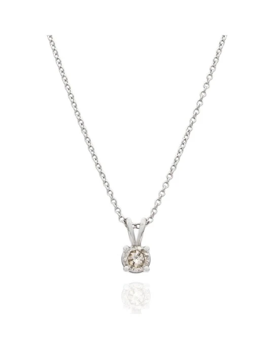 Round Diamond Solitaire Pendant in Gold