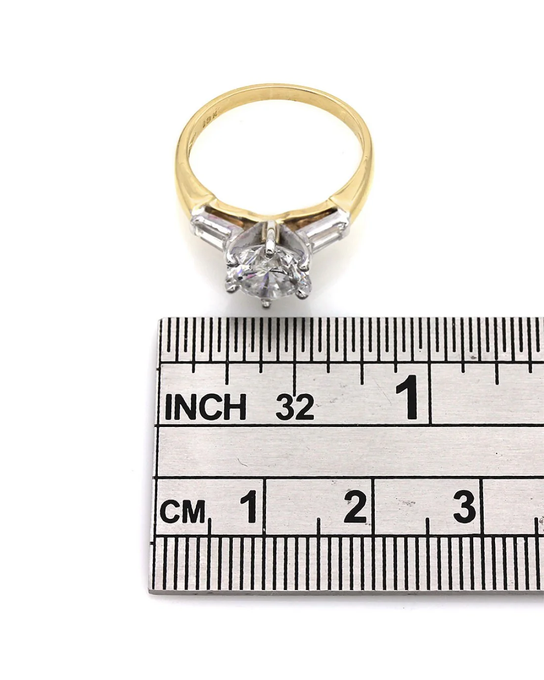 Round Diamond Solitaire Ring with Baguette Accents - Image 3