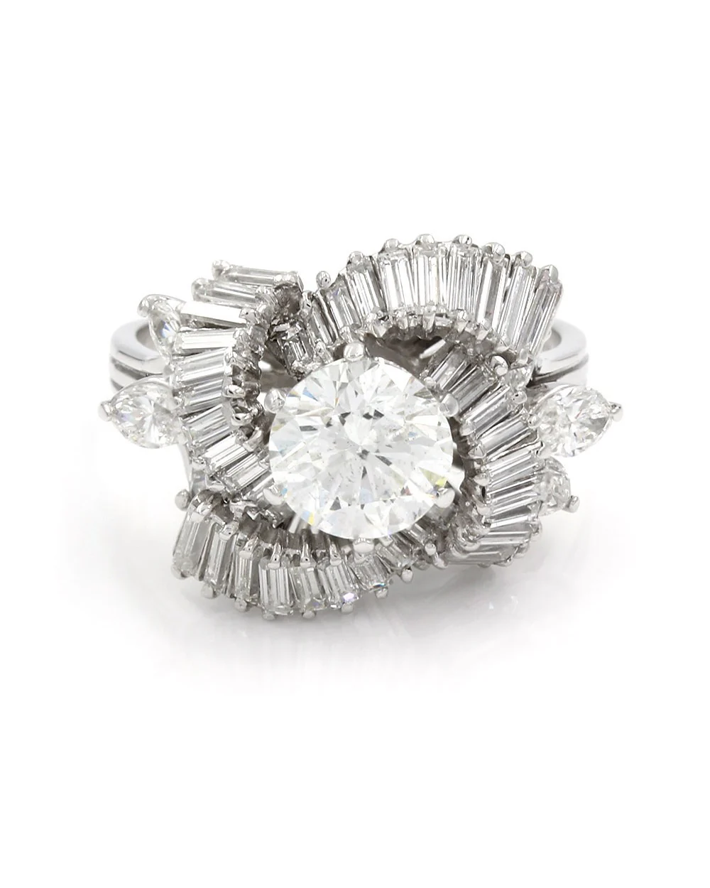 Round Diamond Solitaire Swirl Ring in Gold - Image 2