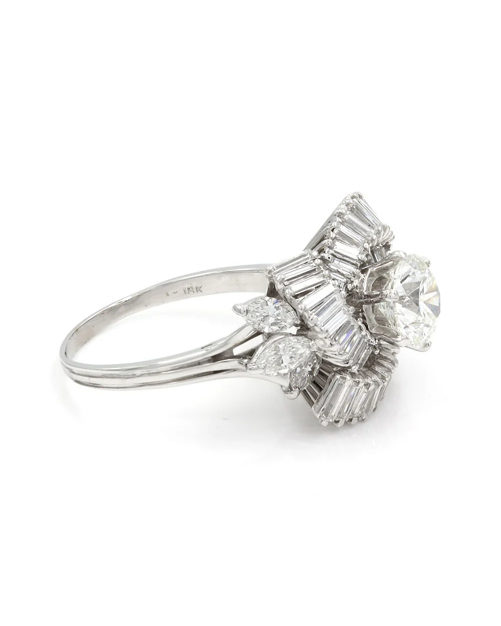 Round Diamond Solitaire Swirl Ring in Gold - Image 3