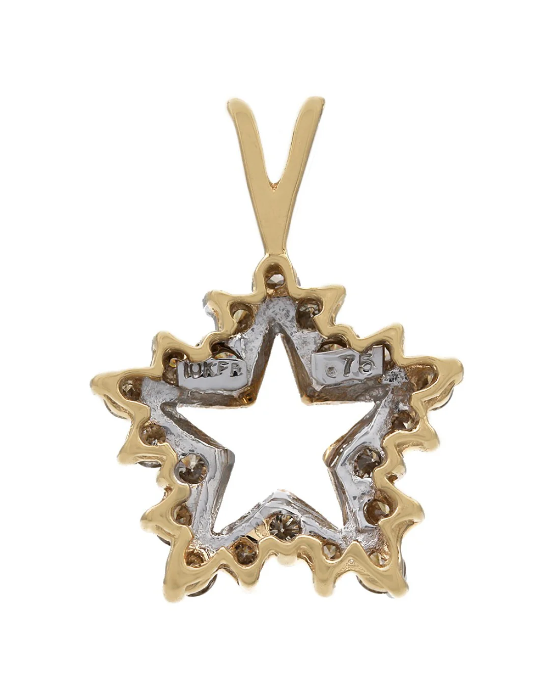 Round Diamond Star Pendant in Two-Tone 10k White and Yellow Gold - Image 2
