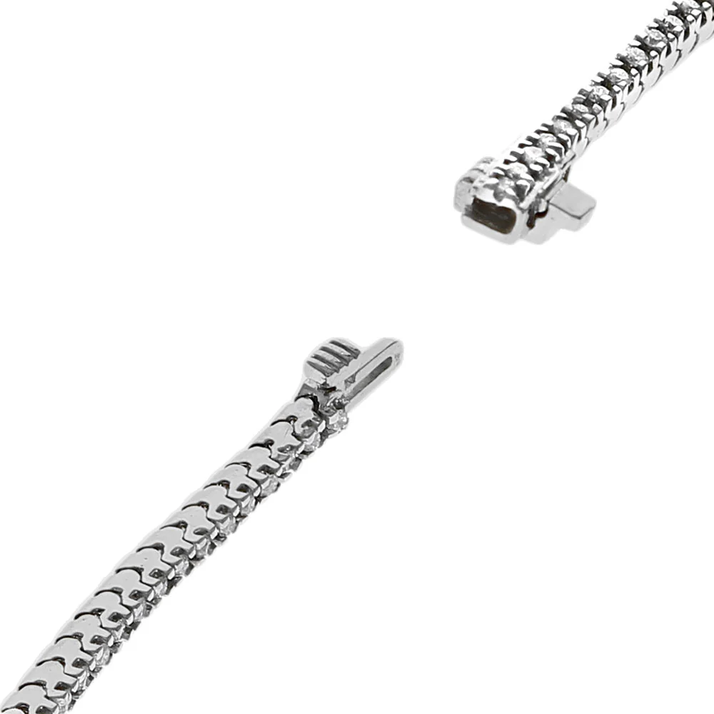 Round Diamond Thin Inline Bracelet in White Gold - Image 2