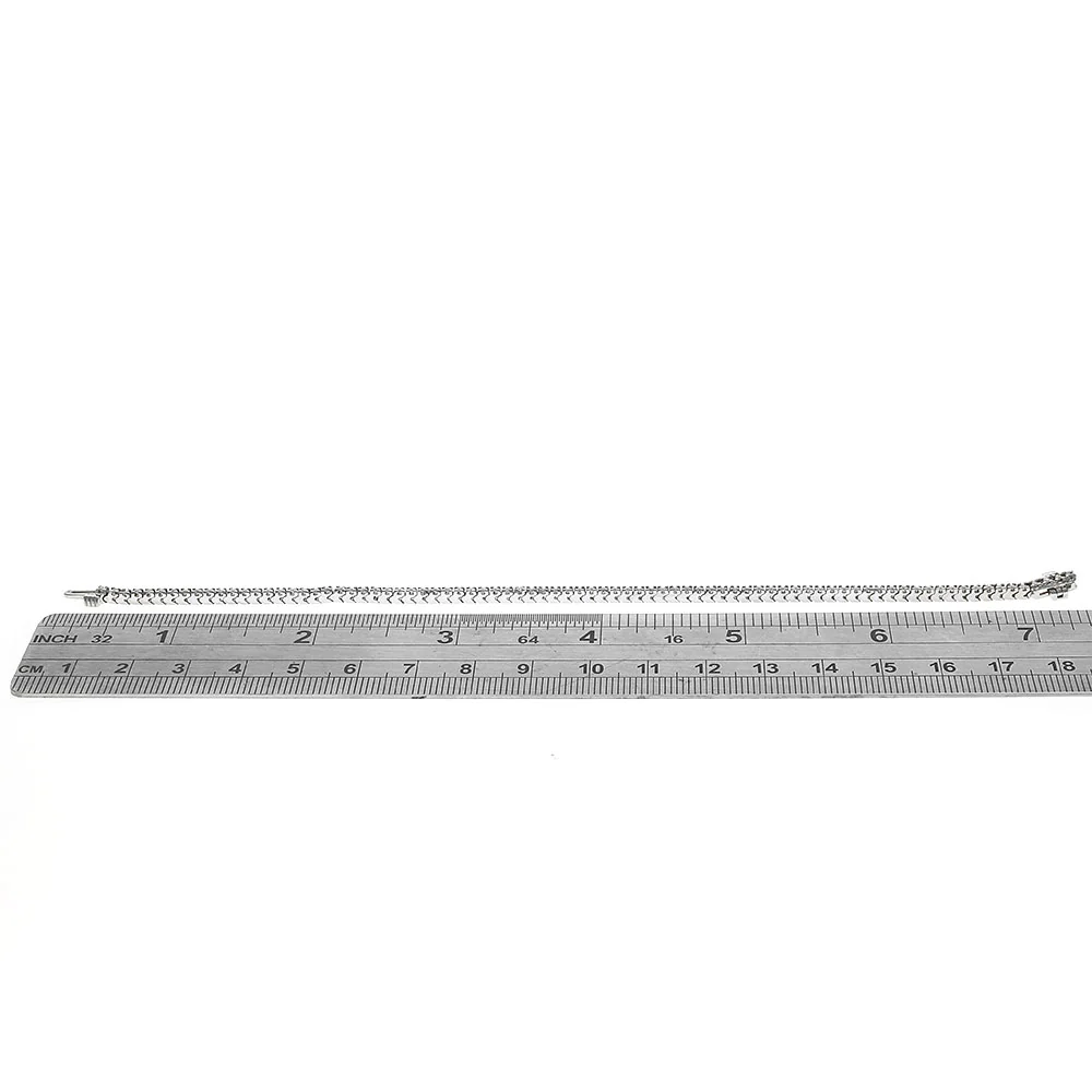 Round Diamond Thin Inline Bracelet in White Gold - Image 3
