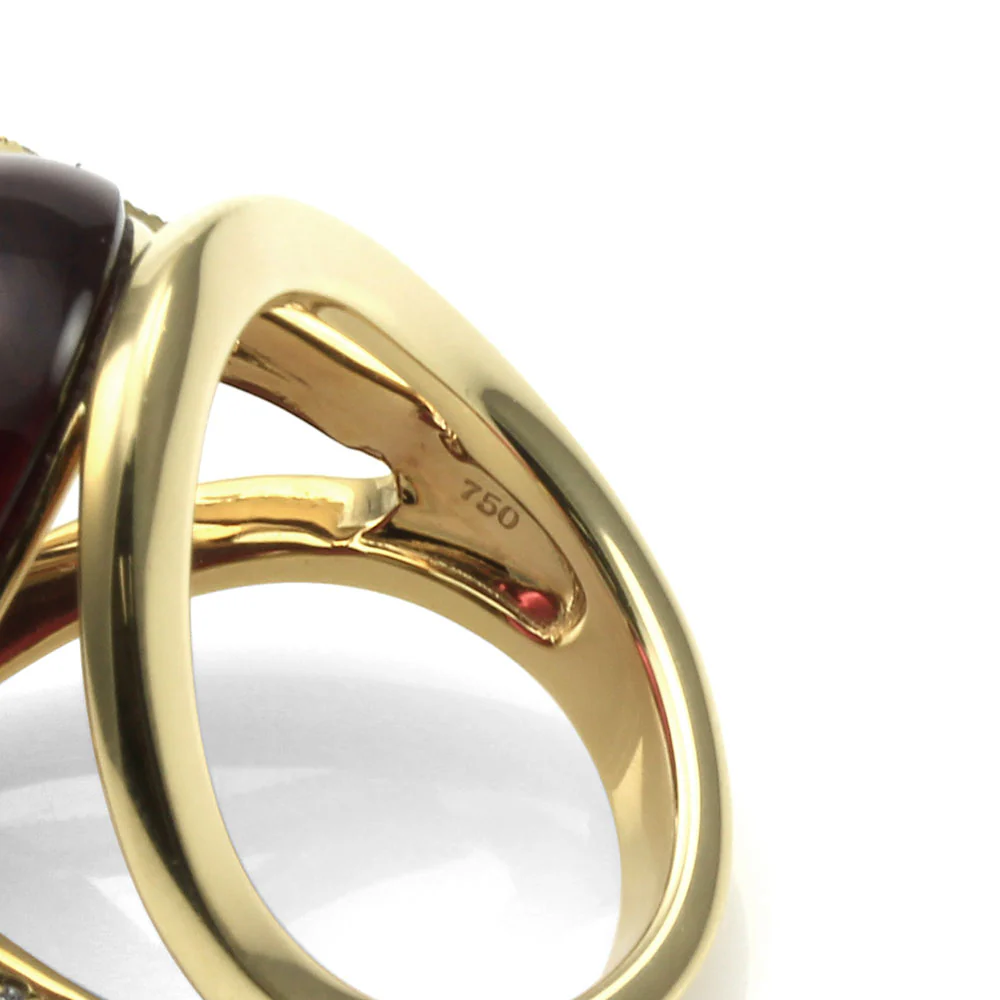 Rubellite Pink Tourmaline and Pave Diamond Ring in Gold - Image 7