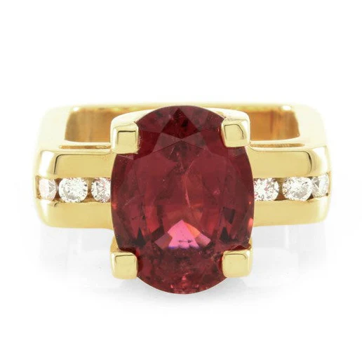 18K Yellow Gold Rubellite and Diamonds Ring - Image 3