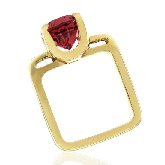 18K Yellow Gold Rubellite and Diamonds Ring - Image 5