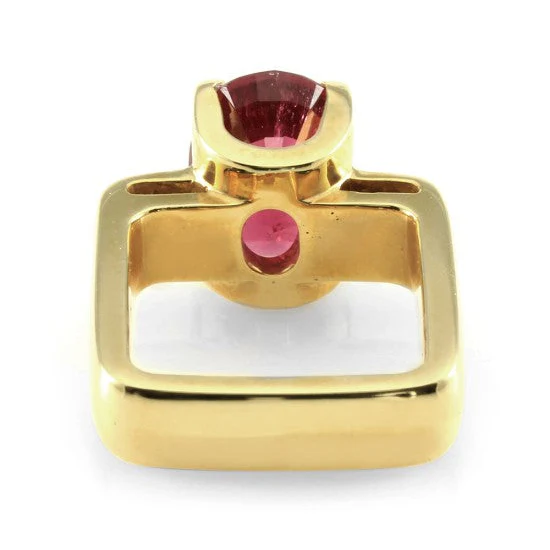 18K Yellow Gold Rubellite and Diamonds Ring - Image 6