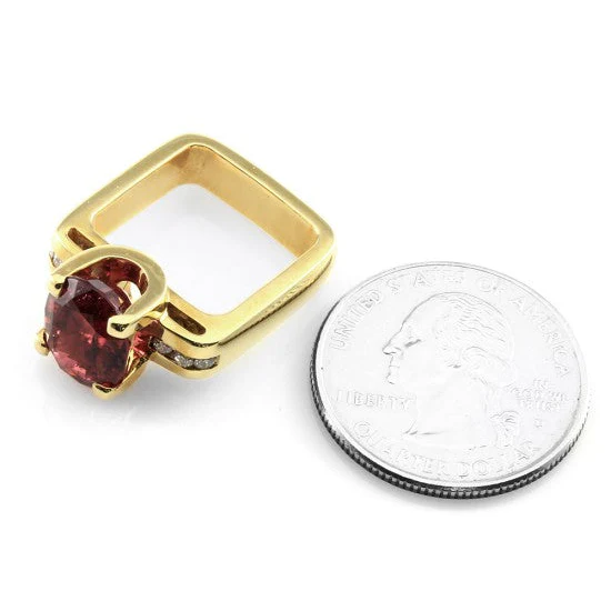18K Yellow Gold Rubellite and Diamonds Ring - Image 7